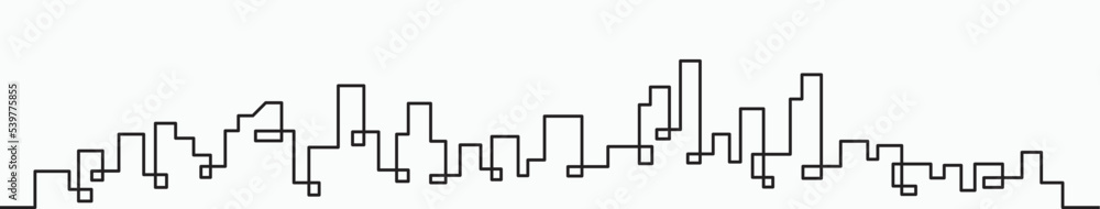Modern City Skyline continuous outline drawing on white background. Modern City Skyline continuous outline drawing on white background.