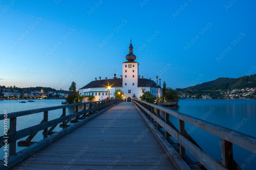Castle Orth and lake Traunsee, Austria Castle Orth and lake Traunsee, Austria