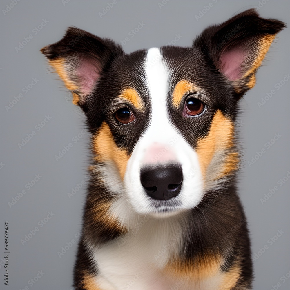 cute dog, full shot, extreme detail, solid backdrop cute dog, full shot, extreme detail, solid backdrop