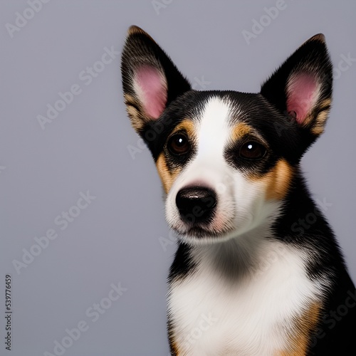 cute dog, full shot, extreme detail, solid backdrop © marty