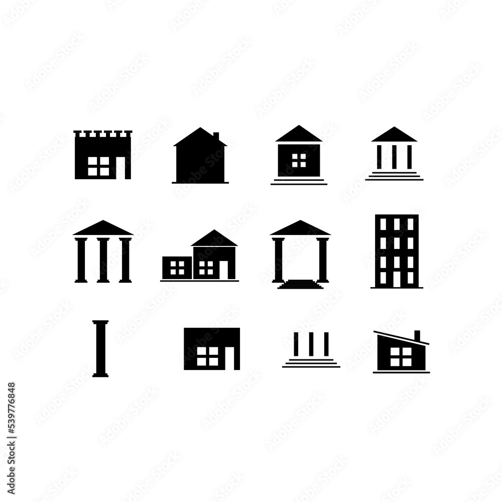 Building Icon Set. Vector illustration of a modern house and apartment symbol Building Icon Set. Vector illustration of a modern house and apartment symbol