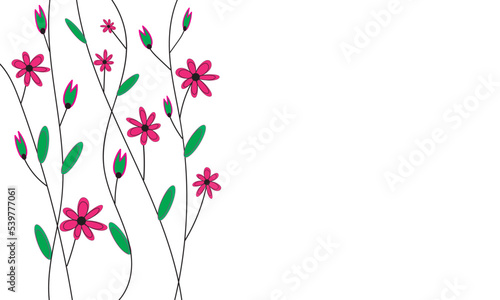 greeting card background image of plant branches with pink flowers  space for text