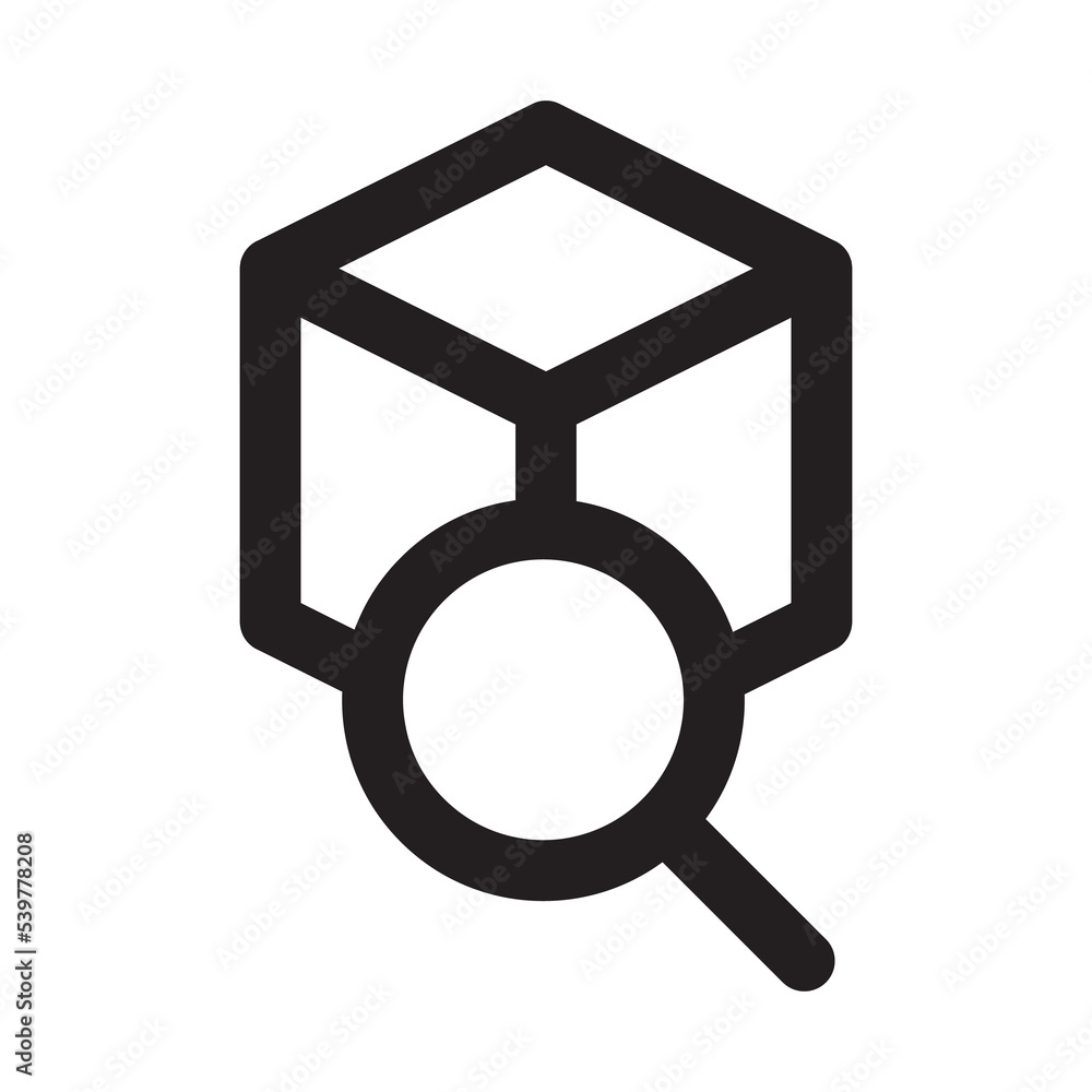 Kargo scanning outline icon. Box delivery barcode find magnifier package illustration Kargo scanning outline icon. Box delivery barcode find magnifier package illustration