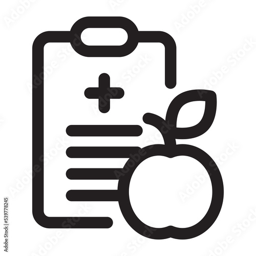 Nutritionist outline icon. Diet plan, planner, healthy menu illustration