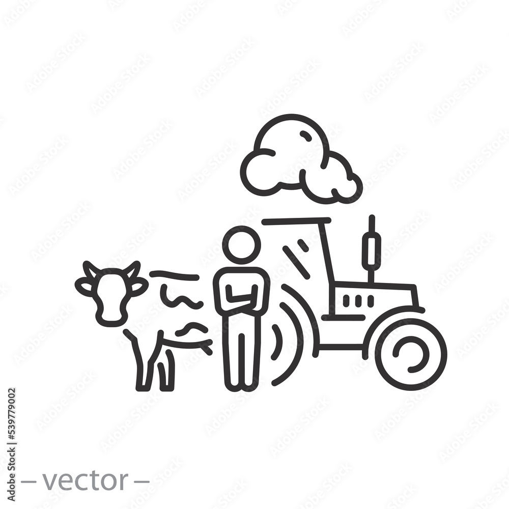 farmer icon, agriculture equipment and animals, thin line symbol on white background - editable stroke vector illustration eps10 farmer icon, agriculture equipment and animals, thin line symbol on white background - editable stroke vector illustration eps10