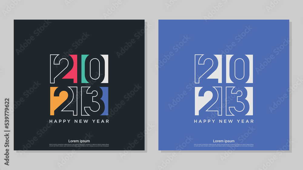 Happy new year 2023 colorful number, on set background. Happy new year 2023 colorful number, on set background.