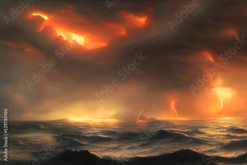 Stormy ocean with heavy clouds.Abstract Painting © Dmitry