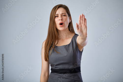 Wallpaper Mural Young woman gesturing stop anger with hands. isolated female portrait. Torontodigital.ca