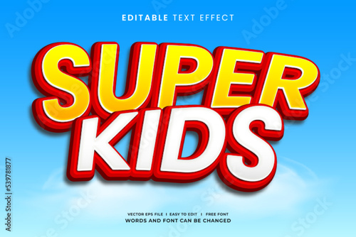 Super kids cartoon editale text effect photo