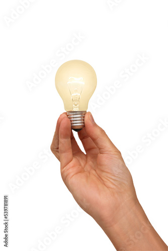 Gesture series: hand holding burning light bulb.