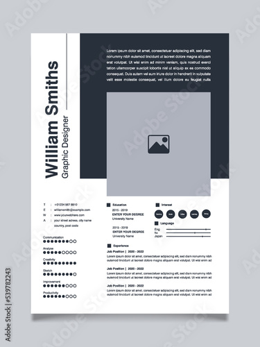 Creative resume templates design with dark blue background