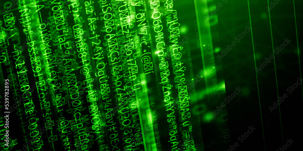 2d illustration abstract digital binary data on computer screen 2d illustration abstract digital binary data on computer screen
