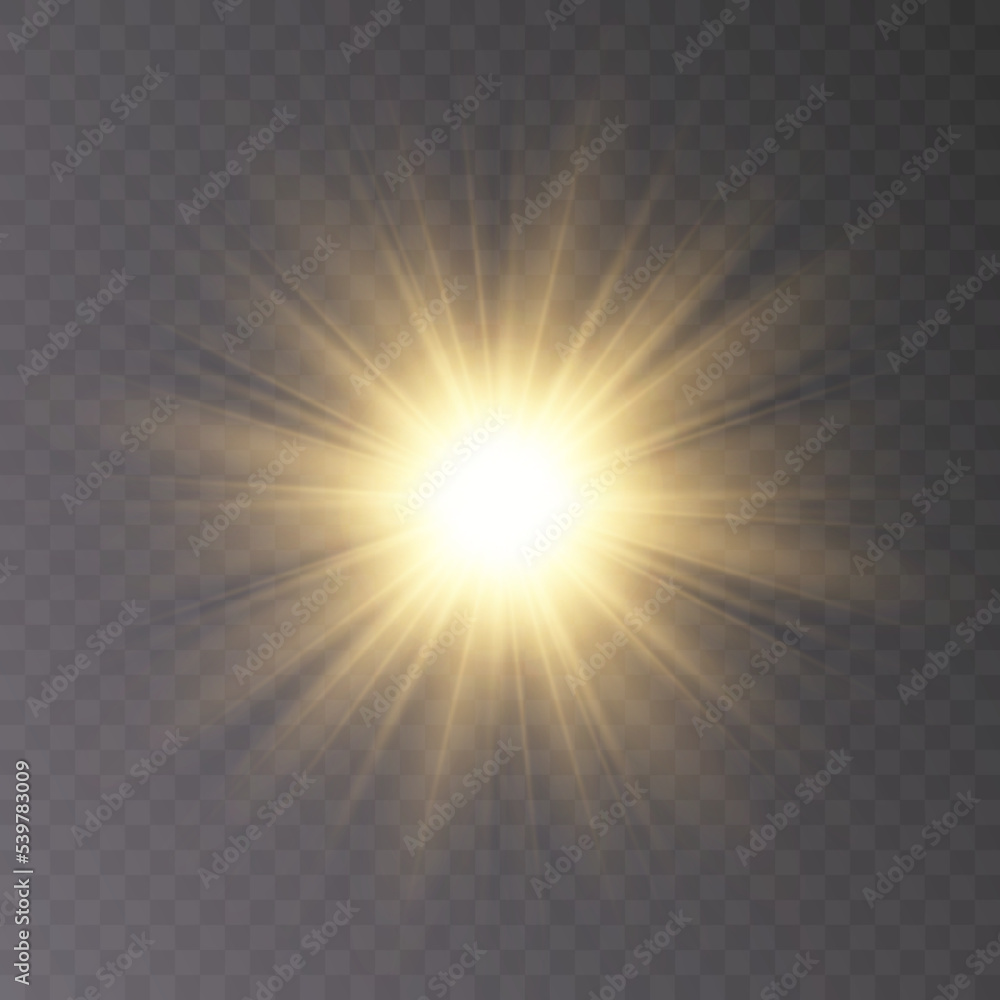 Glowing realistic glare for design work. Twinkling stars.Light PNG effect