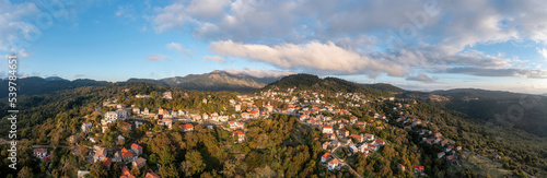 Greece village Kosmas on mountain Parnonas aerial panorama view, Peloponnese