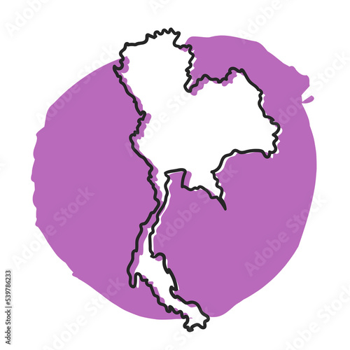 Thailand Map Traditional Doodle. Icons Sketch Hand Made. Design Vector Line Art.