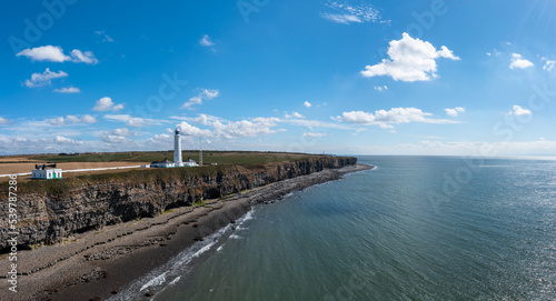 aerial view of the Nash Point Lighthouse and Monknash Coast in South Wales