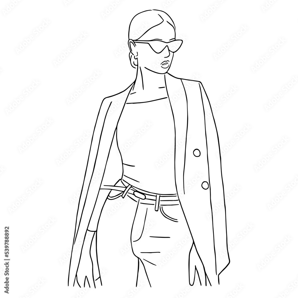 Business Woman Line Art