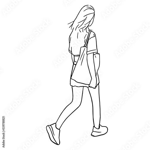 Line art minimal of fashion people lifestyle in hand drawn concept for decoration, doodle style