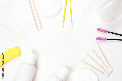 background white items cosmetologist's tools for laminating eyelashes