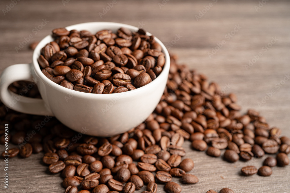 Coffee bean in cup, import export trade commerce. Coffee bean in cup, import export trade commerce.