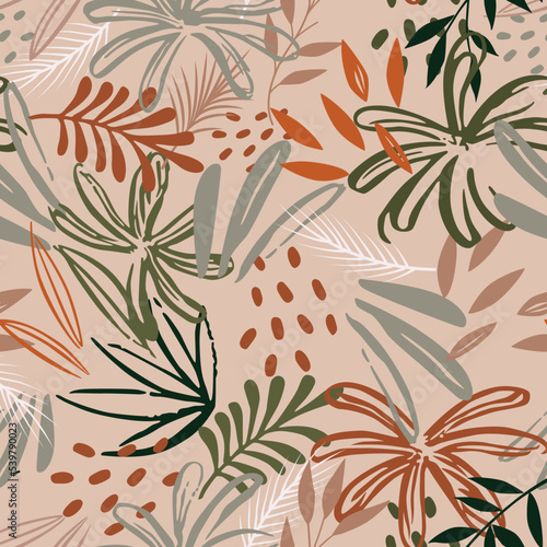 COLOURFUL TROPICAL LEAF SEAMLESS PATTERN