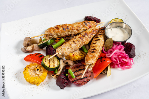 Tasty lula kebab on the plate
