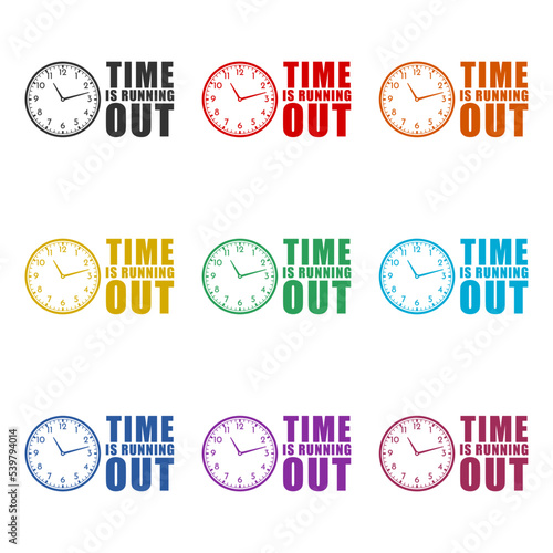 Time is running out icon isolated on white background. Set icons colorful