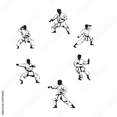 set of karate silhouette design. Japanese martial art icon vector illustration.