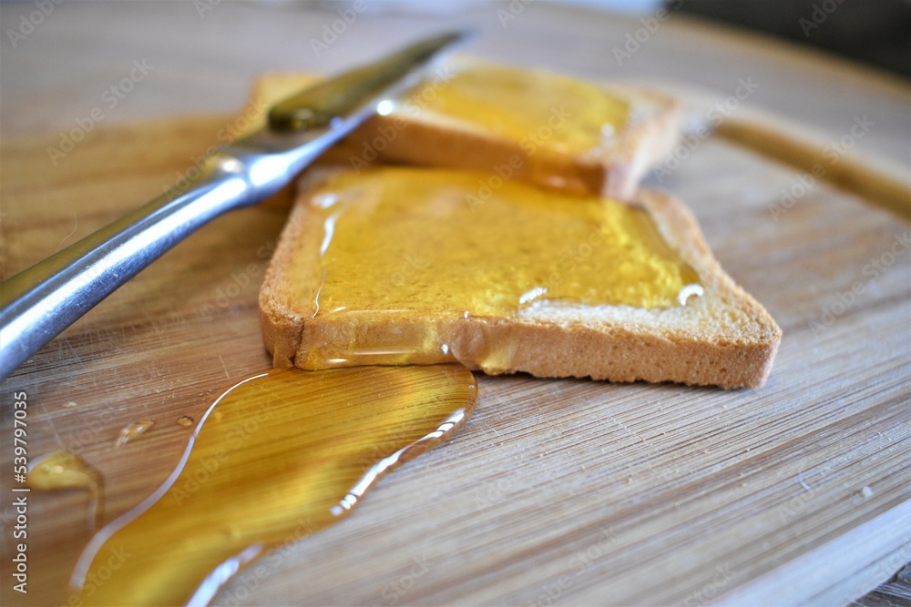 Honey with toast bread