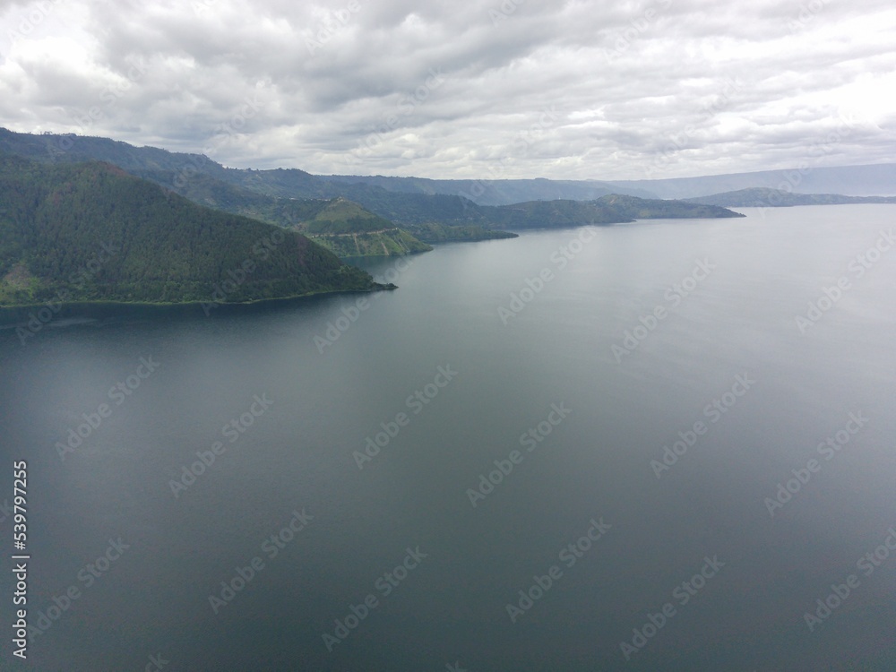 Aerial view of Lake Toba Balige North Sumatra Indonesia, 13 October 2022
