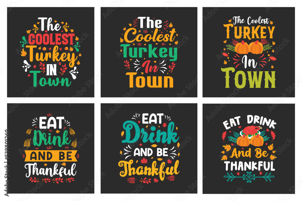 Thanks giving typography t shirt and print design bundle