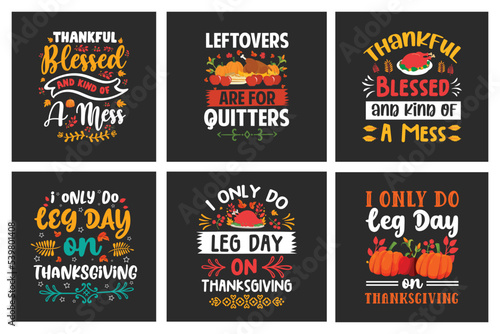 Thanks giving typography t shirt and print design bundle