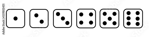 Set of monochrome dices. Vector isolated dice icons
