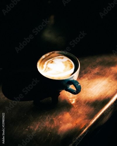 A practice latte art coffee.