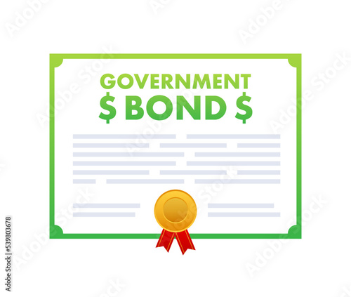 Government bonds icon. Financial supply. Vector stock illustration.