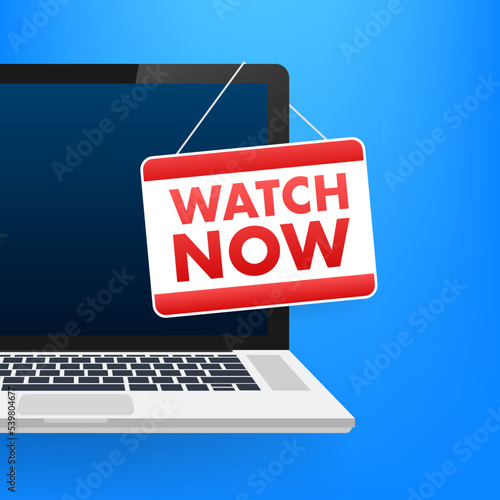 Watch live Badge, icon, stamp, logo. Vector illustration.