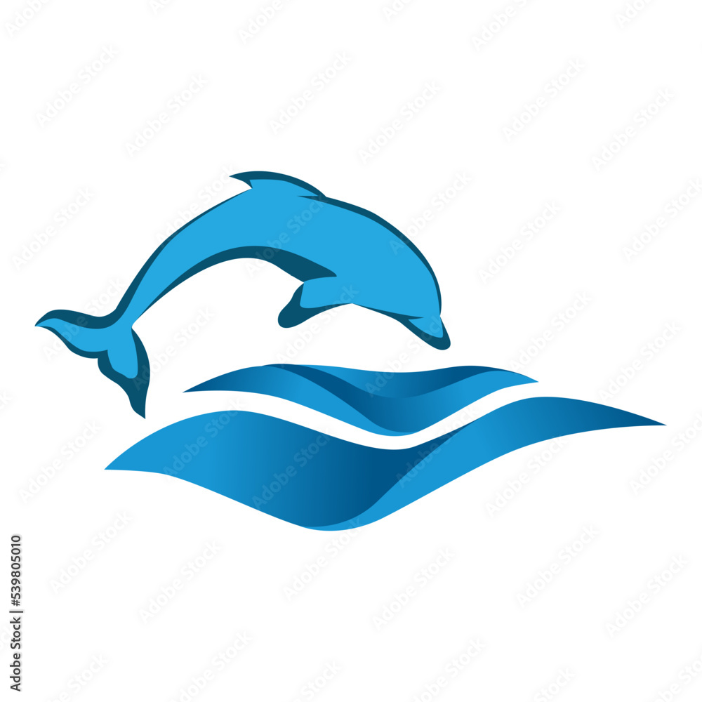 Fototapeta premium dolphin and blue ocean waves