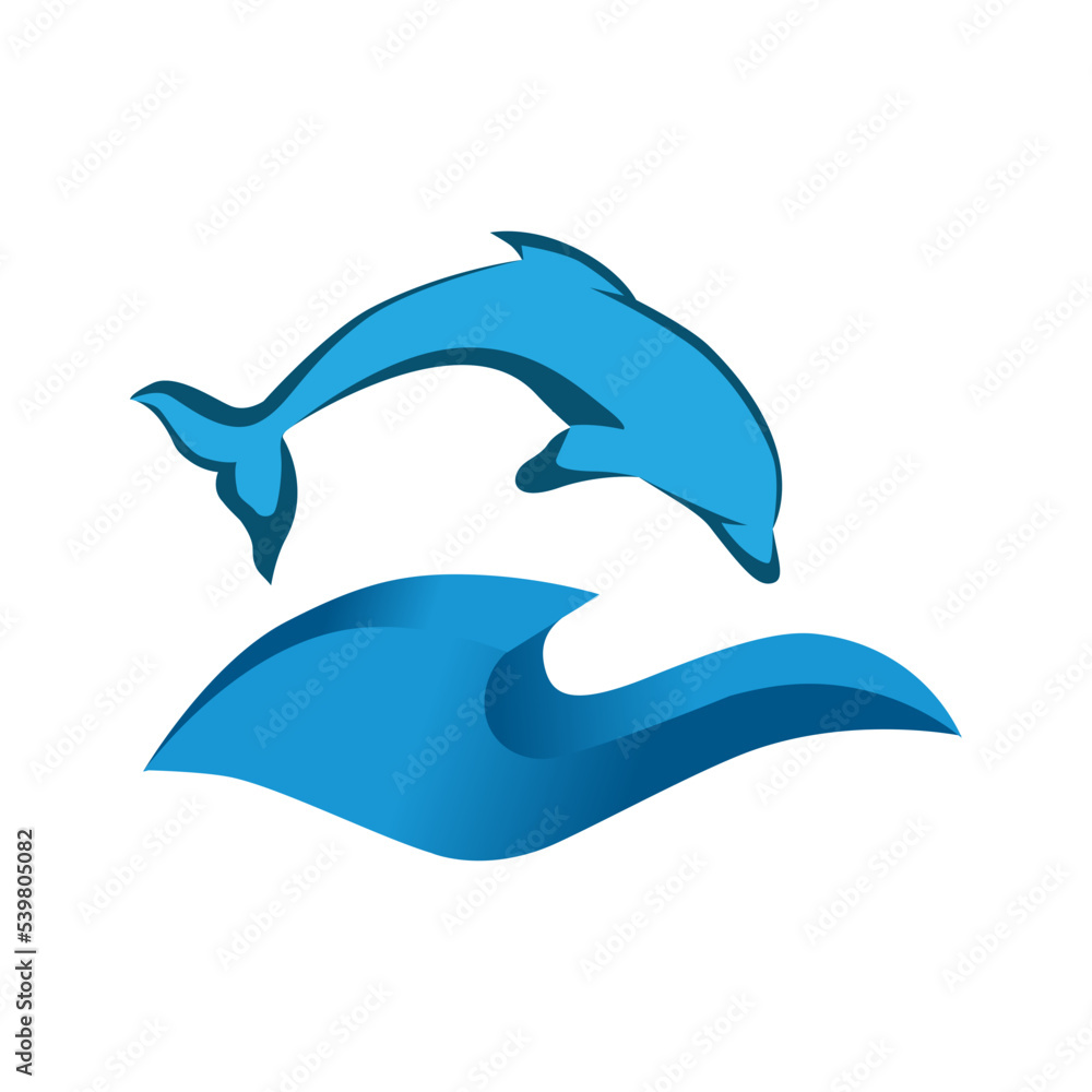 Naklejka premium dolphin and blue ocean waves