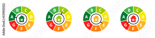 Energy efficiency of the house. Energy efficiency and rating chart. Vector illustration