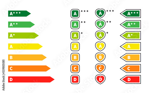 Energy efficiency of electrical appliances. Energy efficiency and rating chart. Vector illustration