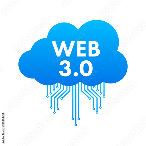 Web 3.0 technology for web design. Internet blockchain technology. Nft concept. Vector stock illustration.