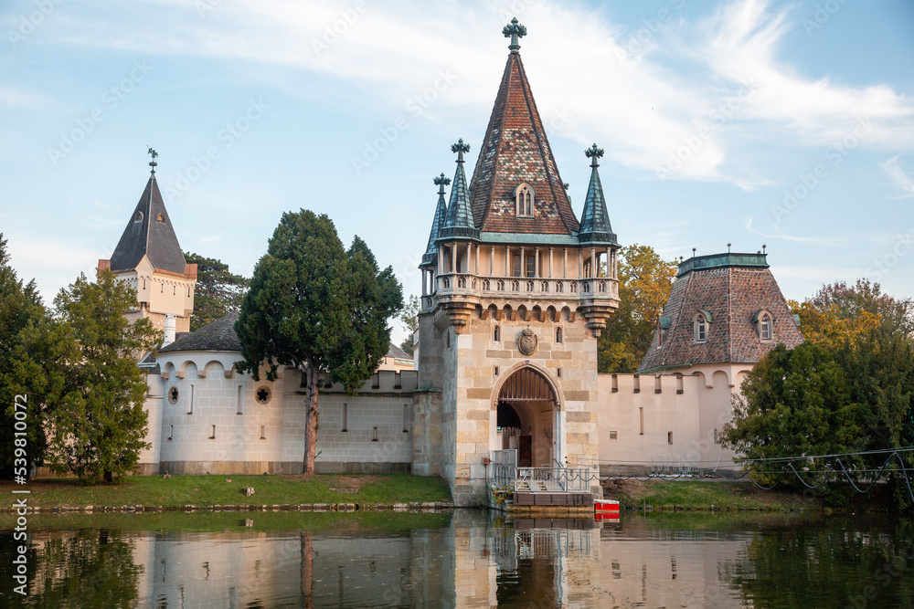 Laxenburg park elements and plants, landscape and architecture at the autumn in Austria