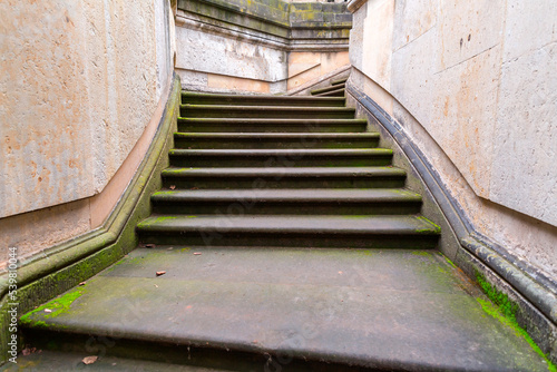 Old stone stairway on a win...