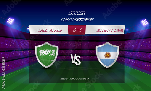 Football world cup Saudi Arab vs Argentina football match scoreboard broadcast