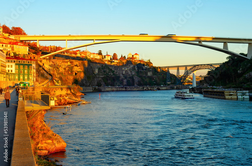 Fotografia, Obraz Infante Henrique bridge sunset Porto