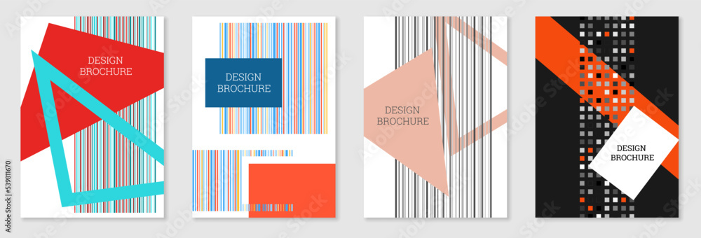 Set of cover design in Memphis style. Geometric design, abstract background. Fashionable bright cover, banner, poster, booklet. Creative colors. Set of cover design in Memphis style. Geometric design, abstract background. Fashionable bright cover, banner, poster, booklet. Creative colors.
