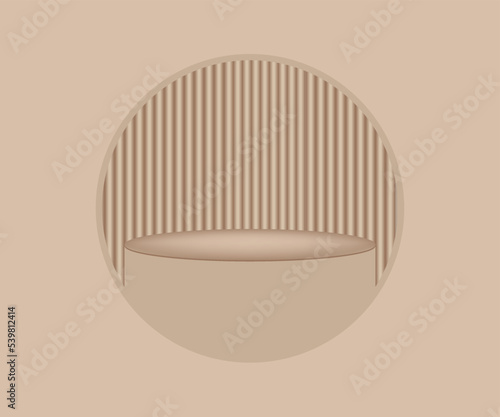 Modern brown cylinder pedestal podium. Abstract brown color minimal wall scene. cosmetic product display presentation. Vector