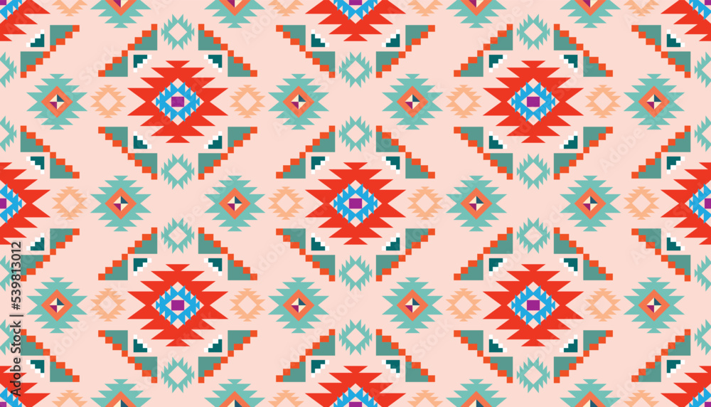 Colorful tribal boho mexican geometrical print. Abstract seamless aztec, mayan, navajo, latino pattern Ethnic hipster background indian, american, asian texture. Vector illustration
