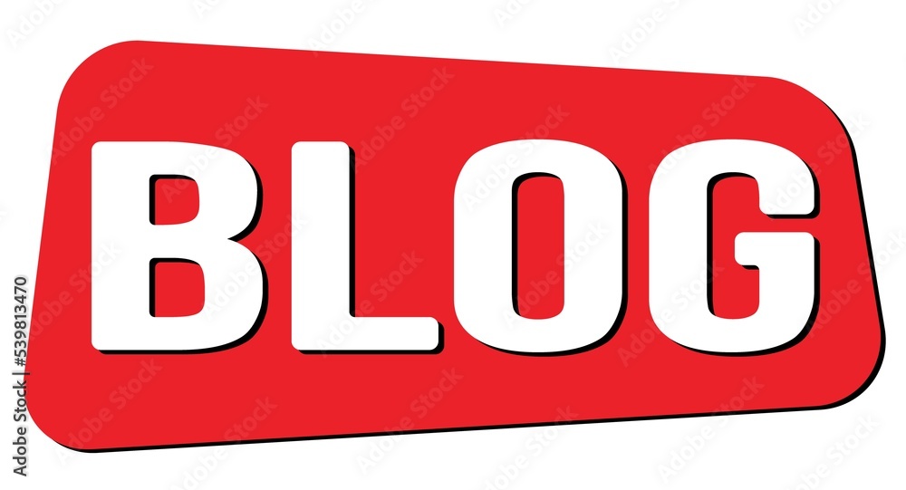 BLOG text on red trapeze stamp sign. BLOG text on red trapeze stamp sign.