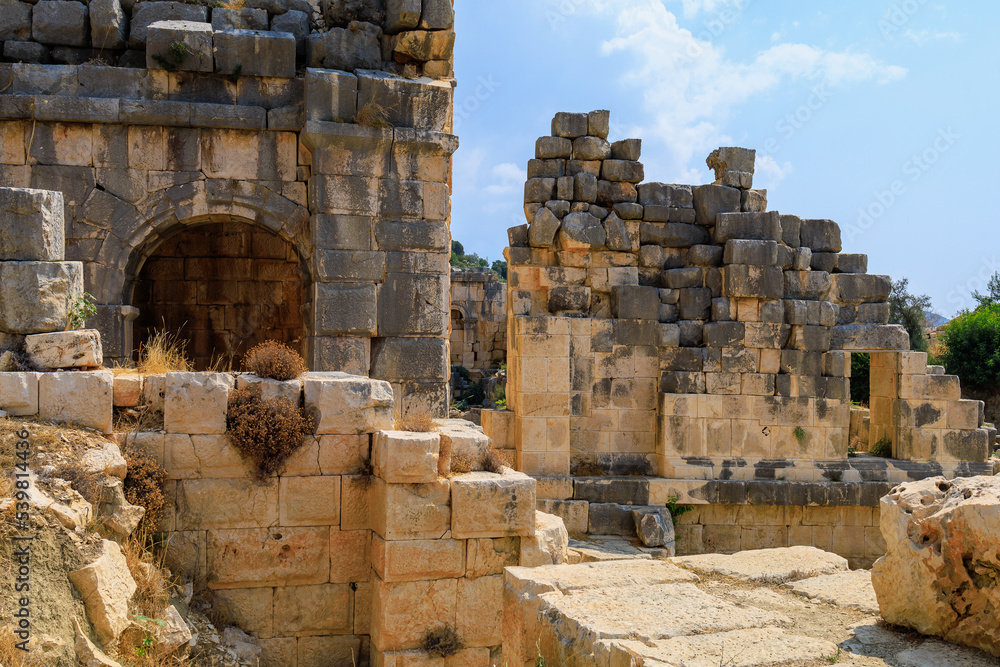 The ruins of the acropolis in Demre in Turkey in the province of Antalya, the ancient city of Myra The ruins of the acropolis in Demre in Turkey in the province of Antalya, the ancient city of Myra